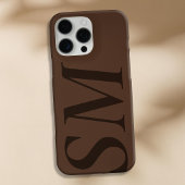 Coque iPhone 16 Pro Max Monogramme Initial Gras Marron Élégant