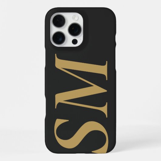Coque iPhone 16 Pro Max Monogramme Initial Gras Or Noir Élégant (Verso)