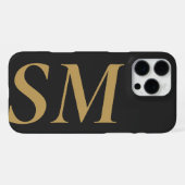 Coque iPhone 16 Pro Max Monogramme Initial Gras Or Noir Élégant (Verso Horizontal)