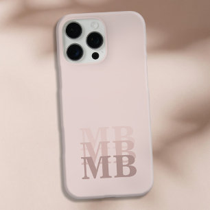 Coque iPhone 16 Pro Max Monogramme initial minimaliste moderne rose beige