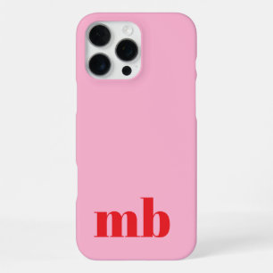 Coque iPhone 16 Pro Max Monogramme initial minimaliste rose moderne