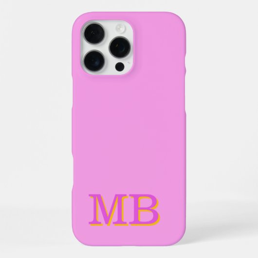 Coque iPhone 16 Pro Max monogramme initiales nom uniques rose (Verso)