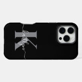 Coque iPhone 16 Pro Max Monogramme moderne Black Grey (Verso Horizontal)