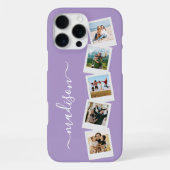 Coque iPhone 16 Pro Max Monogramme moderne Nom 5 Collage photo (Verso)