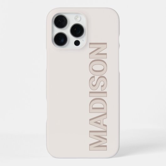 Coque iPhone 16 Pro Max Monogramme Nom Beige Moderne (Verso)