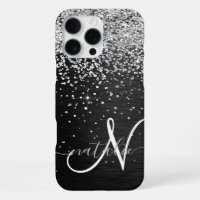 Monogramme pailleté argent personnalisé noir