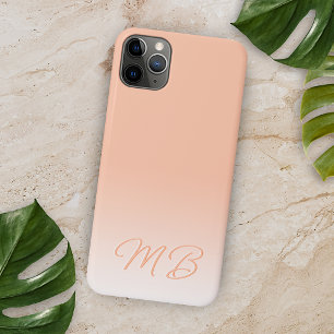 Coque iPhone 16 Pro Max Monogramme personnalisé simple élégant doux pêche