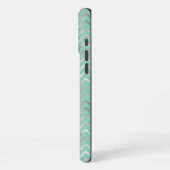 Coque iPhone 16 Pro Max Monogramme rayures zigzag argent menthe (Côté gauche)