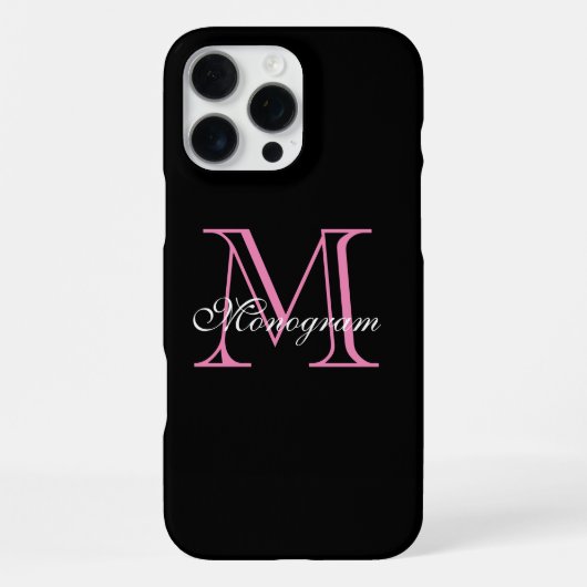 Coque iPhone 16 Pro Max Monogramme Rose Élégant (Verso)