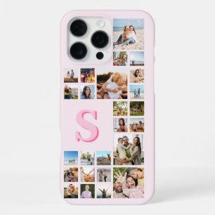 Coque iPhone 16 Pro Max Monogramme rose moderne Personnalisé 25 Photo Coll