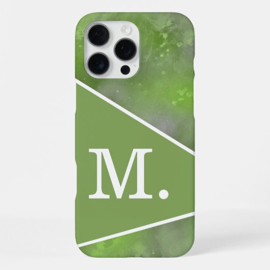 Coque iPhone 16 Pro Max Monogramme vert Sage moderne (Verso)
