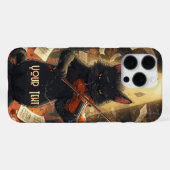 Coque iPhone 16 Pro Max Moody Black Cat Playing Violin Cool Violinist Gift (Verso Horizontal)