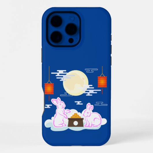 Coque iPhone 16 Pro Max Moon Rabbit Mooncake Nuages Mooncake Festival à la (Verso)