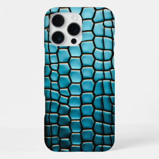 Coque iPhone 16 Pro Max Motif à écailles de reptile turquoise, noir et or