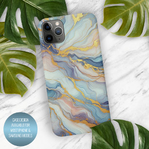 Coque iPhone 16 Pro Max Motif artistique en marbre bleu violet mauve rose