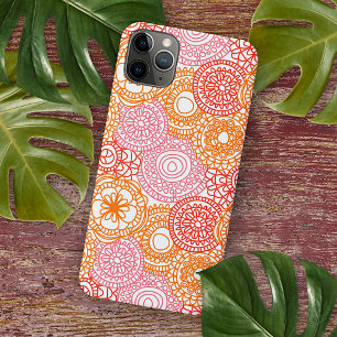 Coque iPhone 16 Pro Max Motif artistique floral abstrait rose corail rouge