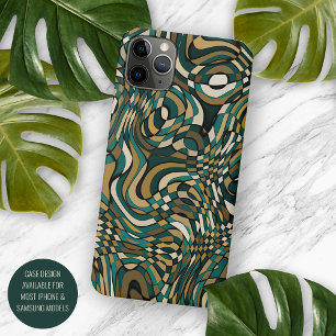 Coque iPhone 16 Pro Max Motif artistique moderne vert foncé taupe marron n