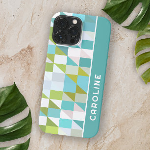 Coque iPhone 16 Pro Max Motif artistique personnalisé de carrés rétro, tri