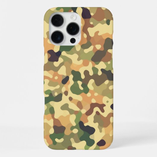 Coque iPhone 16 Pro Max Motif Camo - Vert Orange Brown Noir (Verso)