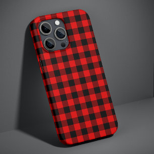 Coque iPhone 16 Pro Max Motif carreaux à carreaux en tartan bûcheron rouge