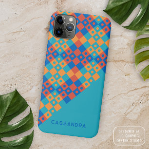Coque iPhone 16 Pro Max Motif d'art du milieu du siècle en bleu sarcelle b