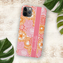 Motif d'art floral orange rouge corail rose person