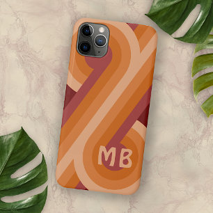 Coque iPhone 16 Pro Max Motif d'art Orange foncé bordeaux rouge milieu du