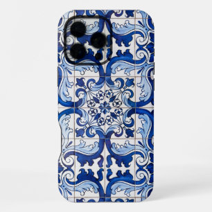 Coque iPhone 16 Pro Max Motif de carreaux de faïence bleus portugais Azule