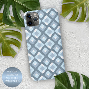 Coque iPhone 16 Pro Max Motif de carrés mi-siècle gris bleu ardoise clair