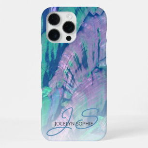 Coque iPhone 16 Pro Max Motif de coquille d'ormeau bleu turquoise aqua ros