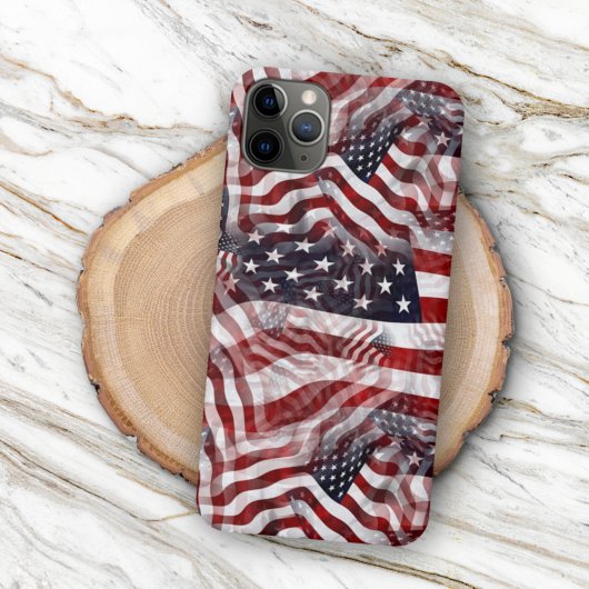 Coque iPhone 16 Pro Max Motif de drapeau américain rayures blanches bleues