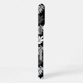 Coque iPhone 16 Pro Max Motif de feuille aînée noir blanc gris (Côté droit)