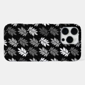 Coque iPhone 16 Pro Max Motif de feuille aînée noir blanc gris (Verso Horizontal)