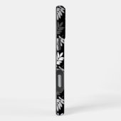 Coque iPhone 16 Pro Max Motif de feuille aînée noir blanc gris (Côté droit)