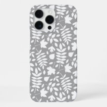 Motif de feuilles mortes blanc sur gris