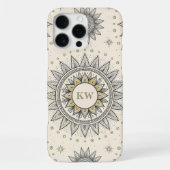 Coque iPhone 16 Pro Max Motif de mandala gris or (Verso)
