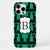 Coque iPhone 16 Pro Max Motif de monogramme de chat chic personnalisable a (Verso)