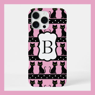Coque iPhone 16 Pro Max Motif de monogramme de chat chic personnalisable a