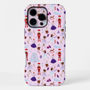 Coque iPhone 16 Pro Max Motif de Noël Casse-Noisette Rose Tendre Mignon
