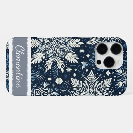 Coque iPhone 16 Pro Max Motif de Noël Snowflake (Verso Horizontal)