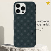 Coque iPhone 16 Pro Max Motif de points bleus classiques avec initiales et