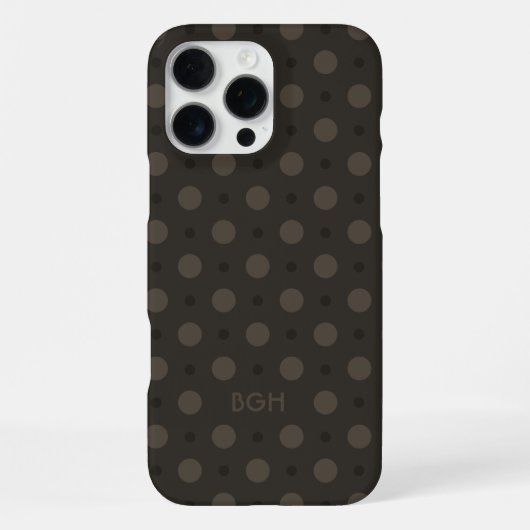 Coque iPhone 16 Pro Max Motif de points gris chaud moderne avec initiales (Verso)