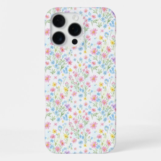 Coque iPhone 16 Pro Max Motif de prairie de fleurs sauvages pastel (Verso)