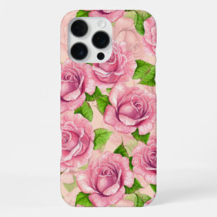 Coque iPhone 16 Pro Max Motif de roses à l'aquarelle rose