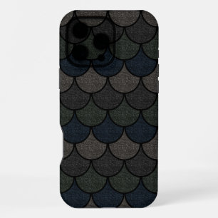 Coque iPhone 16 Pro Max Motif d'écailles de dragon festonnées foncées