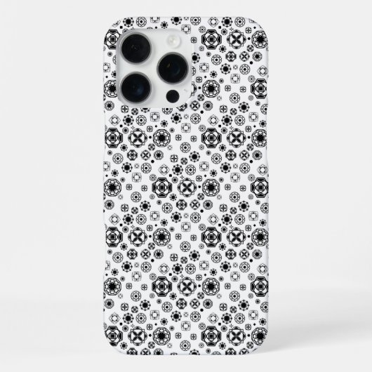 Coque iPhone 16 Pro Max Motif décoratif arabesque noir blanc mignon (Verso)