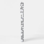 Coque iPhone 16 Pro Max Motif Feuille tombé blanc sur gris (Côté gauche)