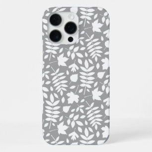 Coque iPhone 16 Pro Max Motif Feuille tombé blanc sur gris