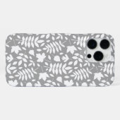 Coque iPhone 16 Pro Max Motif Feuille tombé blanc sur gris (Verso Horizontal)
