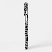 Coque iPhone 16 Pro Max Motif Feuille tombé noir sur gris (Côté gauche)